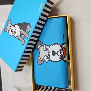 Marc Tetro Schnauzer Dog Puppy Clutch Wallet Zipper Closure NWT in Box Gift